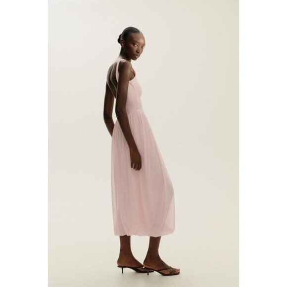 ZARA CONTRAST TULLE DRESS - Picture 1 of 9